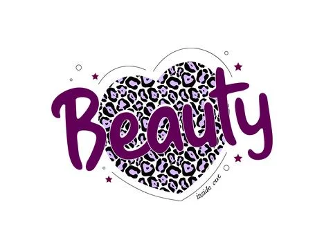 Slogan beauty inside out vector design for print, with animal pattern	 Illustrazione stock