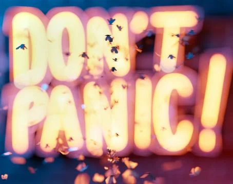 Slogan Don't Panic on Bright Lighting Billboard Stock Illustration