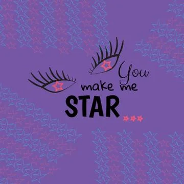 Slogan with eye vector illustration on background.Can be used for cards, post Stock Illustration