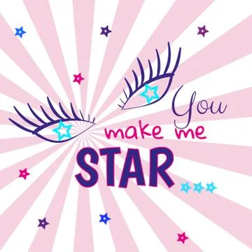 Slogan with eye vector illustration on background.Can be used for cards, post Stock Illustration