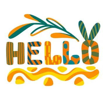Slogan hello. World hello day sign Stock Illustration