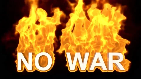 The slogan No war in fire. 3D Animation - against the war. Agitation for peace Stock Footage 171317253