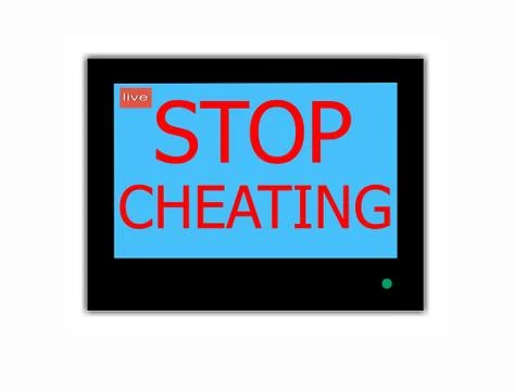 Slogan stop  cheating on television screen Stock Illustration