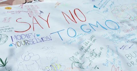 Slogans against GMO Stock Footage 38698232