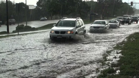 Slogging Through Flooded Streets Stock Footage 54749431