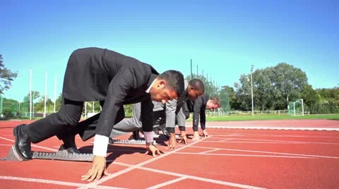 Slomo business sprinter start Stock Footage 11883678