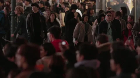SLOMO Crowds at Shibuya scramble crossing film with their phones (editorial) Stock Footage 295463189