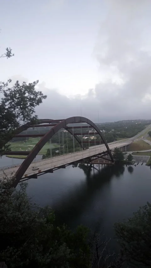 SLOMO Morning shot of Loop 360 Pennybacker Bridge Stock Footage 159299066