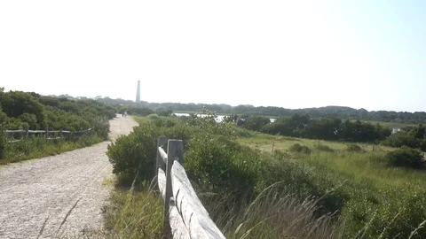 Slomo pan of cape may light house Stock Footage 98909587