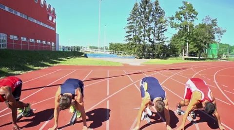 Slomo sprint start front view Stock Footage 11875706