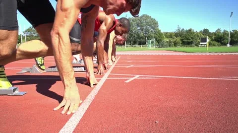Slomo sprint start side view Stock Footage
