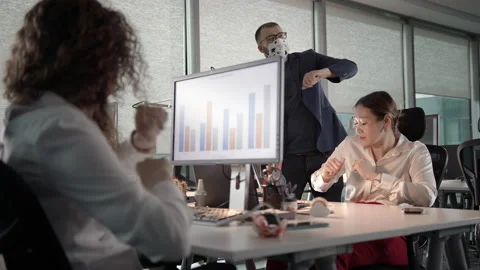 SloMo: Young Team of Professionals Dancing in Protective Face Masks Stock-Footage 132431234