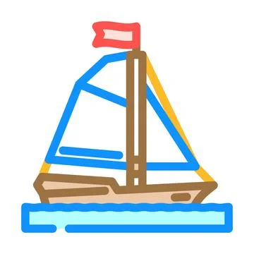 Sloop ancient ship color icon vector illustration Stock Illustration