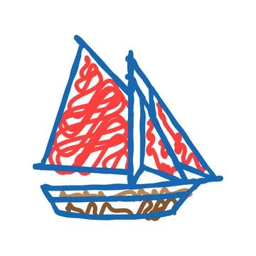 Sloop ancient ship icon doodle illustration Stock Illustration