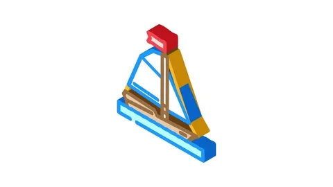 Sloop ancient ship isometric icon animation Stock Footage 327280580