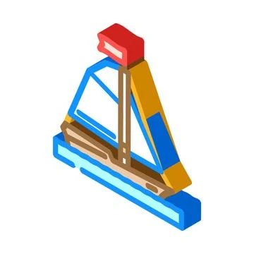 Sloop ancient ship isometric icon vector illustration Stock Illustration