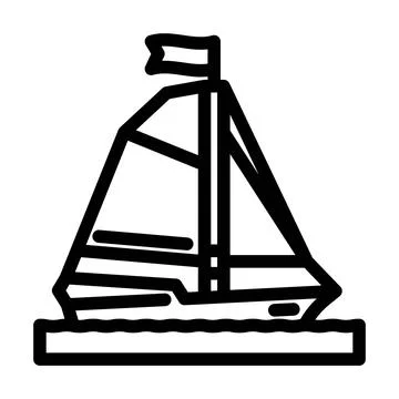 Sloop ancient ship line icon vector illustration Stock Illustration