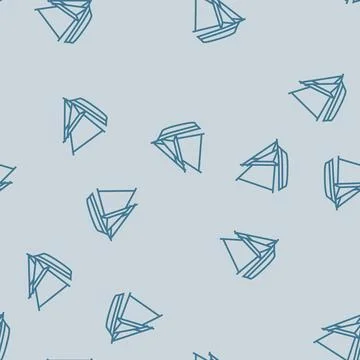 Sloop ancient ship line seamless pattern Stock Illustration