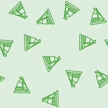 Sloop ancient ship line vector seamless pattern Stock Illustration