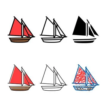 Sloop ancient ship range color icon vector Stock Illustration
