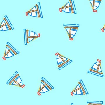 Sloop ancient ship vector seamless pattern Stock Illustration