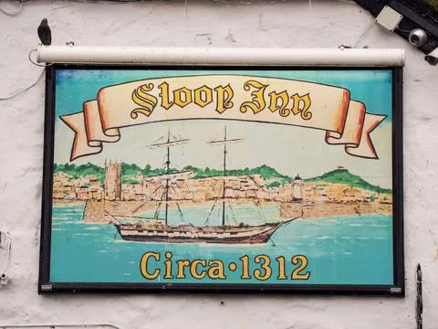 The Sloop Inn, an ancient pub in St Ives, Cornwall, UK. Stock Photos