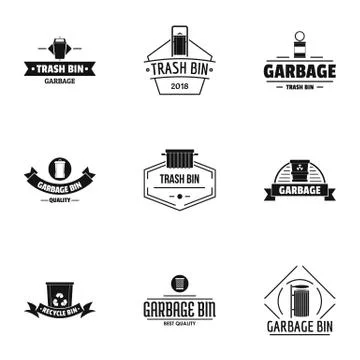 Slop pail logo set, simple style Stock Illustration