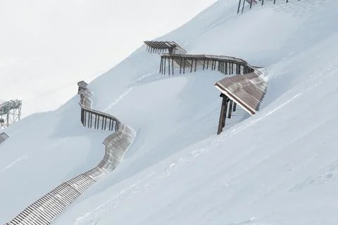 Slope With Avalanch Railing Stock Photos