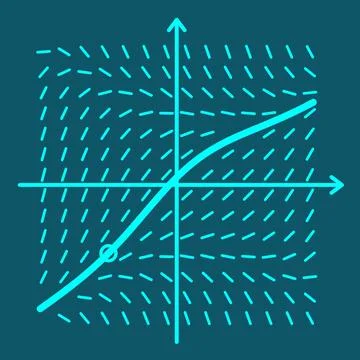 Slope Field with Solution Curve -direction field of short slope Illustrazione stock