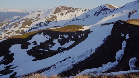 Slope of the mountain at sunset Stock Footage 117369064