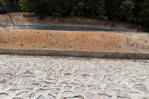 Slope retention engineering to prevent soil erosion and landslide Stock Photos