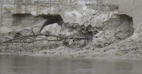 Slope of sand by the river, 4K slomo Stock Footage 244308746