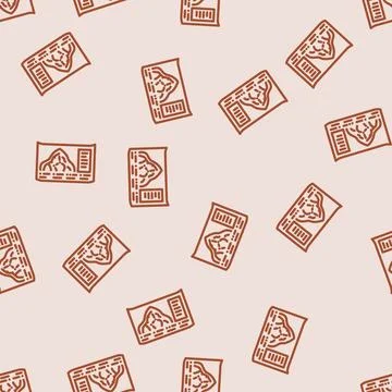 Slope ski map winter skiing line vector seamless pattern Stock Illustration