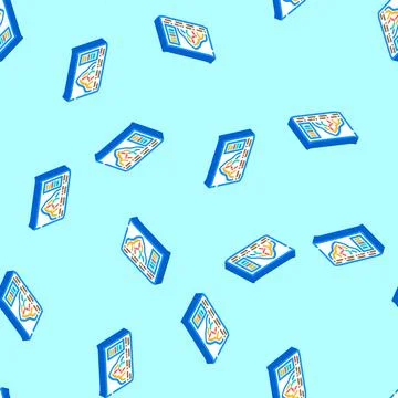 Slope ski map winter skiing isometric icon seamless pattern イラスト素材
