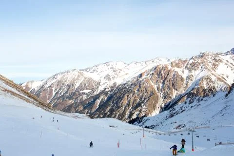 Slope on the skiing resort Stock Photos