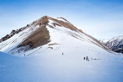 Slope on the skiing resort Stock Photos