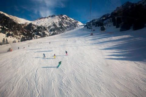 Slope on the skiing resort Stock Photos