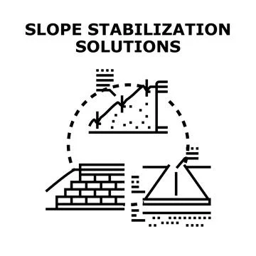 Slope stabilization solutions offering ground engineering support methods Stock Illustration