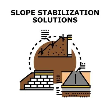 Slope stabilization solutions offering ground engineering support methods Stock Illustration