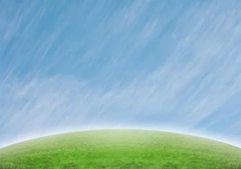 Slope with stretched special clouds Stock Photos