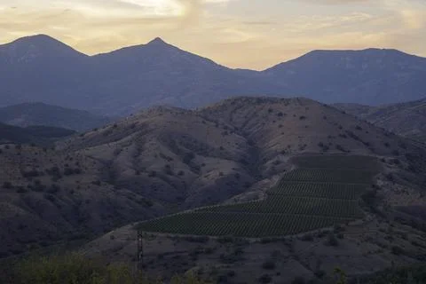 The slopes of the mountain ranges at sunset time Stock Photos