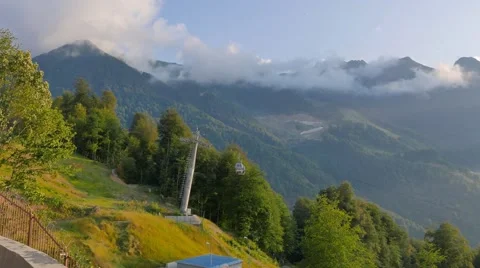 The slopes of the mountains at sunset. Rosa Khutor, Sochi, Russia. 1280x720 動画素材 53063251