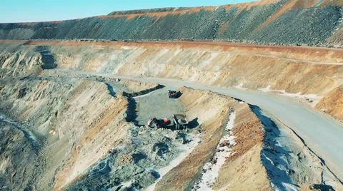 Slopes of open-pit mine with copper getting extracted Photos