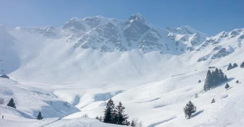 Slopes on the skiing resort Stock Photos
