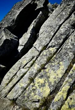 Sloping granite block in the mountains Stock Photos