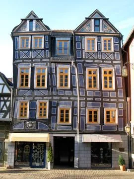 Sloping half-timbered House Stock Photos