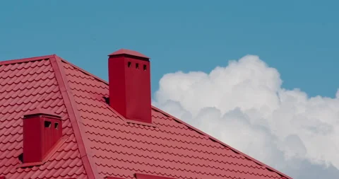 The sloping roof and chimney stack Stock Footage 132363892
