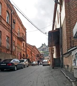 Sloping streets of old Tbilisi Stock Photos