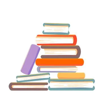 Sloppy stack of books vector illustration. Pile of books isolated on white Stock Illustration