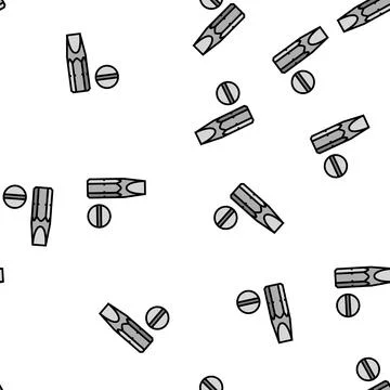 Slopt head screwdriver bit vector seamless pattern Stock Illustration